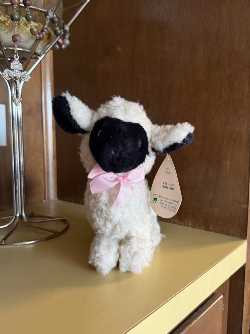 Vintage Dakin Laurel Lamb Plush w/ Tag 1980s Easter Stuffed Animal Korea